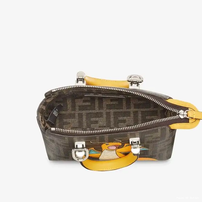 Affordable Dragon Fabric Brown FF Pokmon Yellow Boston The Bag Fendi In Way Mini By Motif 0324 HOT SALE